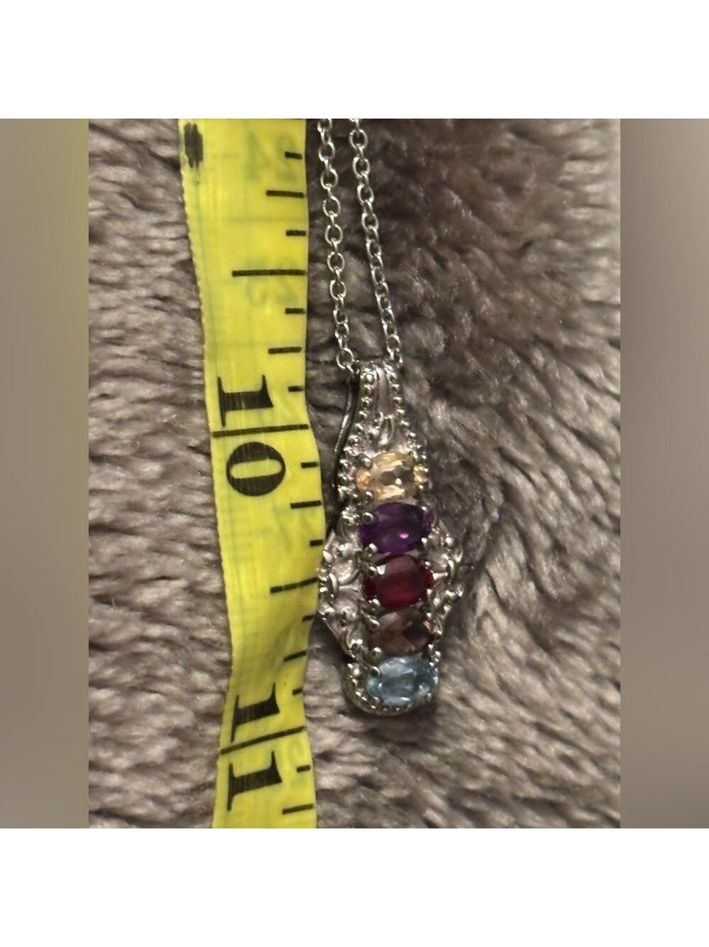 NWT EverTrue Multi Gemstone Chakra Rainbow 🌈 Pendant Necklace • 22in With Chain - Picture 11 of 13
